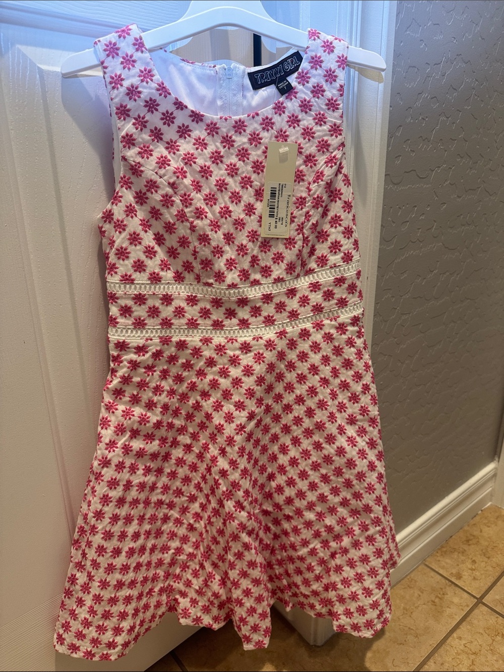 Trixxi Pink and White Floral Fit-Front Party Dress